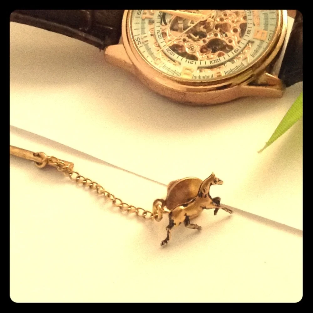 Vintage Horse Tie Tack, Gold Tone Pin - Picture 1 of 4